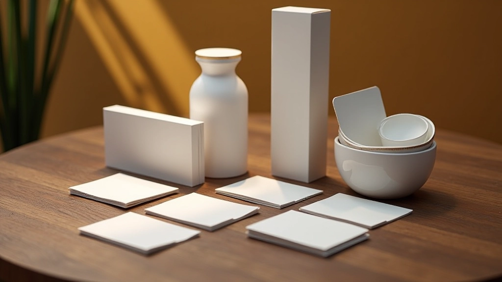 Multiple brand applications shown on packaging, business cards, and digital screens in a coordinated design system