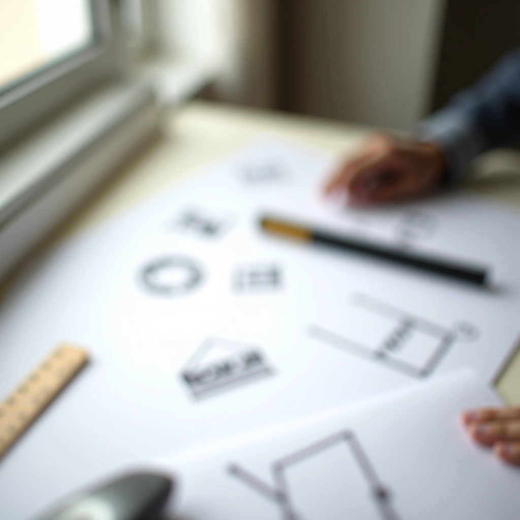 Logo sketches showing simplicity and versatility across different scales and formats
